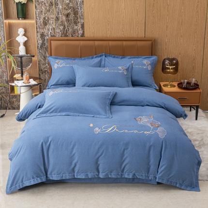 91家纺网 家纺一手货源 找家纺 （总）纽缦 2022新款纯棉磨毛刺绣床单款四件套