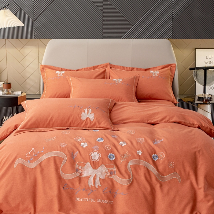 91家纺网 家纺一手货源 找家纺 （总）纽缦 2022新款纯棉磨毛刺绣床单款四件套