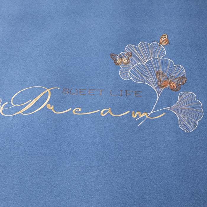 91家纺网 家纺一手货源 找家纺 纽缦 2022新款纯棉磨毛刺绣床单款四件套 锦园春-宝石蓝