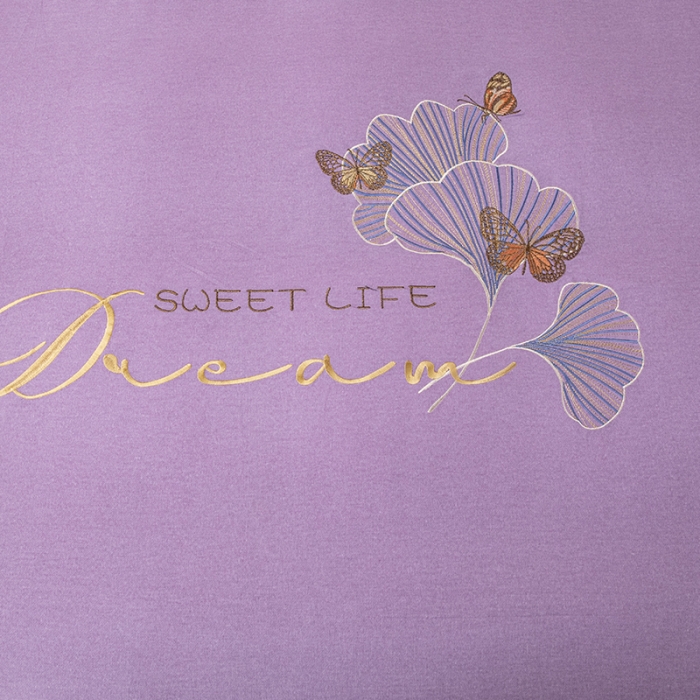 91家纺网 家纺一手货源 找家纺 纽缦 2022新款纯棉磨毛刺绣床单款四件套 锦园春-梦幻紫