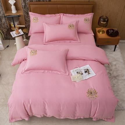 91家纺网 家纺一手货源 找家纺 （总）纽缦 2022新款纯棉加厚纯色绣花款床笠四件套