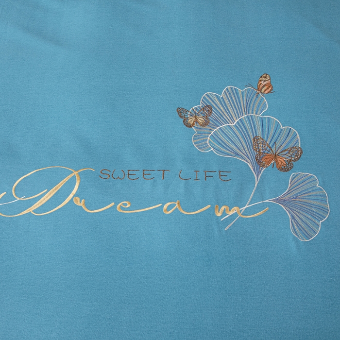 91家纺网 家纺一手货源 找家纺 纽缦 2022新款纯棉加厚纯色绣花款床笠四件套 锦园春孔雀蓝