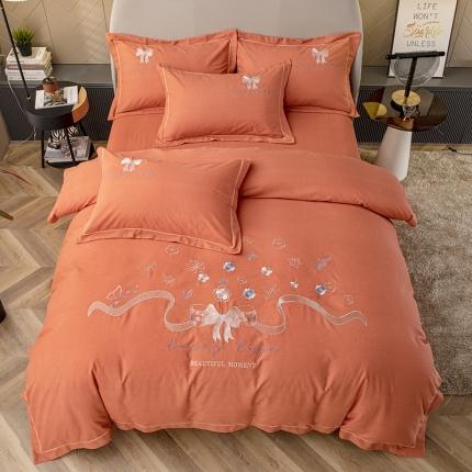 91家纺网 家纺一手货源 找家纺 （总）纽缦 2022新款纯棉加厚纯色绣花款床裙四件套