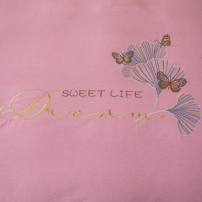 91家纺网 家纺一手货源 找家纺 纽缦 2022新款纯棉加厚纯色绣花款床裙四件套 锦园春豆沙粉