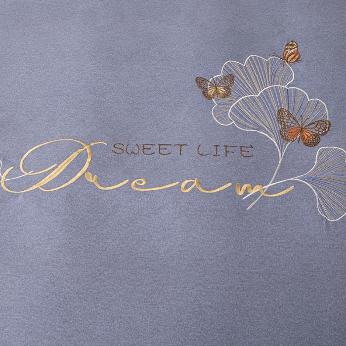 91家纺网 家纺一手货源 找家纺 纽缦 2022新款纯棉加厚纯色绣花款床裙四件套 锦园春高级灰