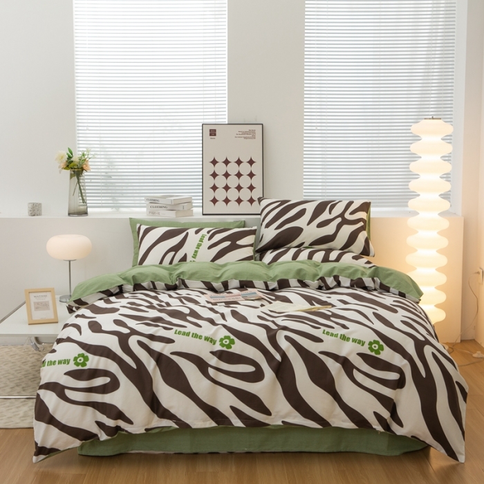 91家纺网 家纺一手货源 找家纺 黑马家居2023新款全棉印花喷气12868套件-四件套斑马