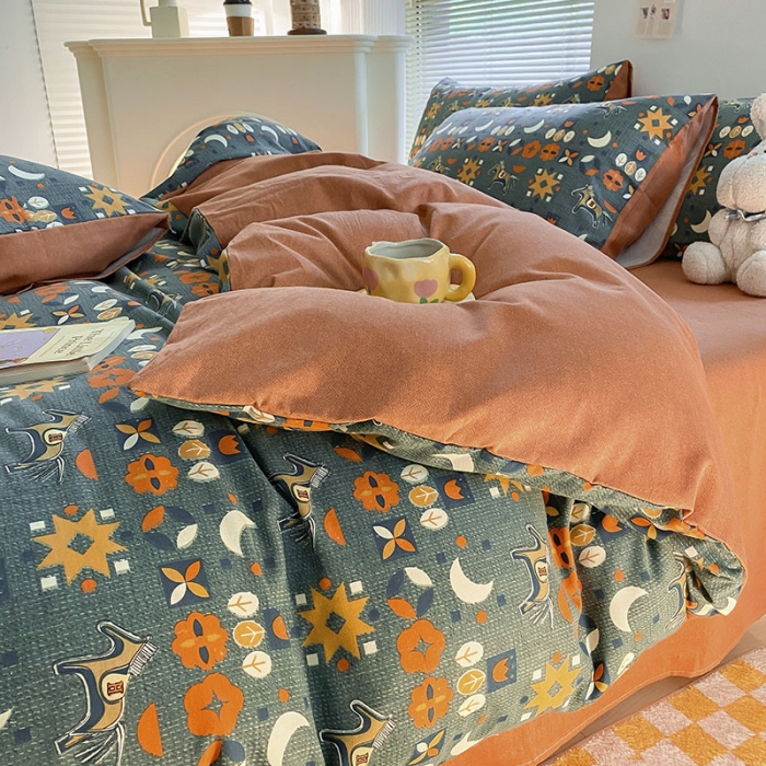 91家纺网 家纺一手货源 找家纺 雅居纺 2022新款生态磨毛四件套 安妮（兰）