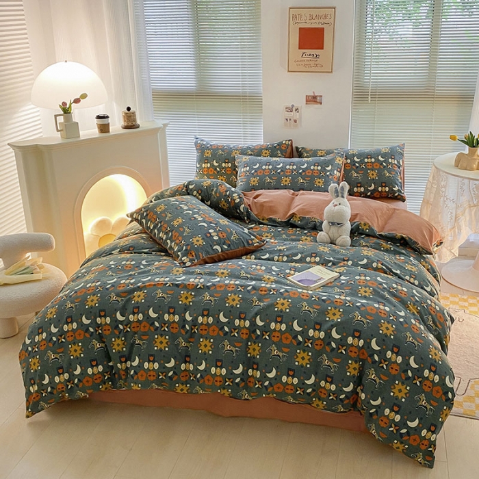 91家纺网 家纺一手货源 找家纺 雅居纺 2022新款生态磨毛四件套 安妮（兰）