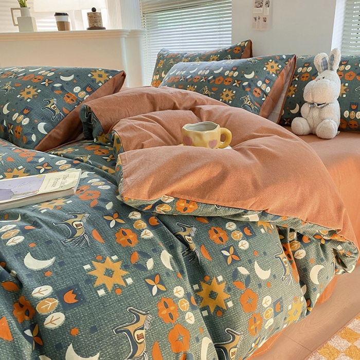 91家纺网 家纺一手货源 找家纺 雅居纺 2022新款生态磨毛四件套 安妮（兰）