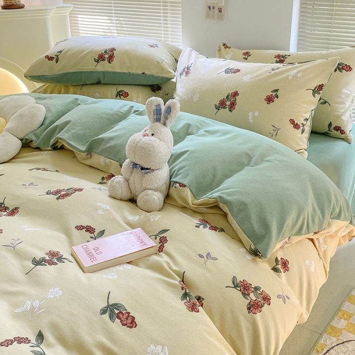 91家纺网 家纺一手货源 找家纺 雅居纺 2022新款生态磨毛四件套 复古花