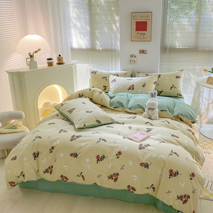 91家纺网 家纺一手货源 找家纺 雅居纺 2022新款生态磨毛四件套 复古花