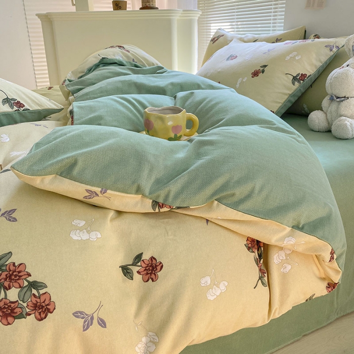 91家纺网 家纺一手货源 找家纺 雅居纺 2022新款生态磨毛四件套 复古花