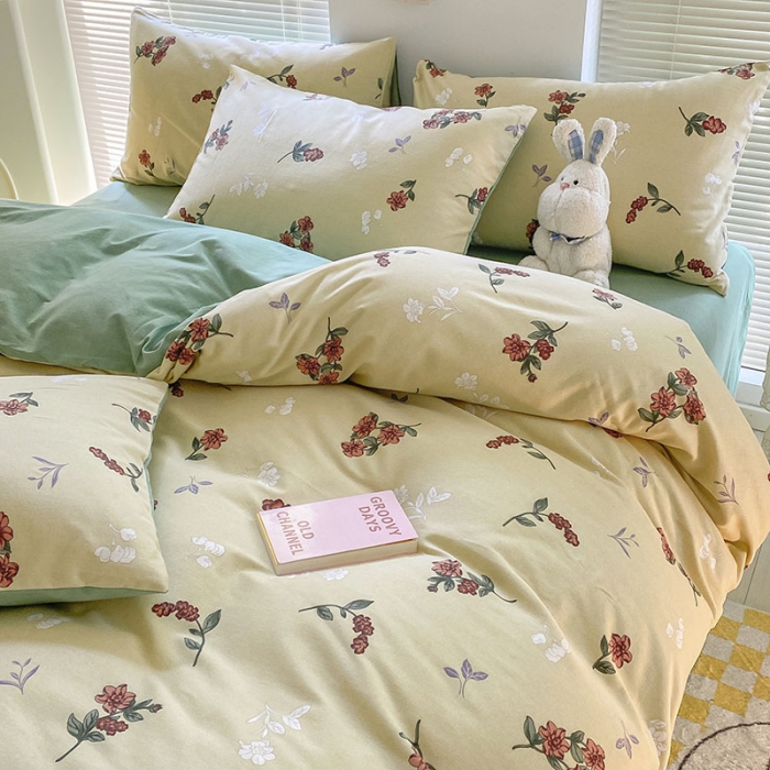 91家纺网 家纺一手货源 找家纺 雅居纺 2022新款生态磨毛四件套 复古花