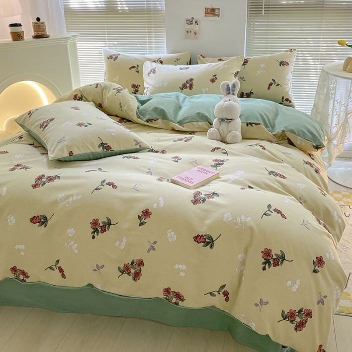 91家纺网 家纺一手货源 找家纺 雅居纺 2022新款生态磨毛四件套 复古花