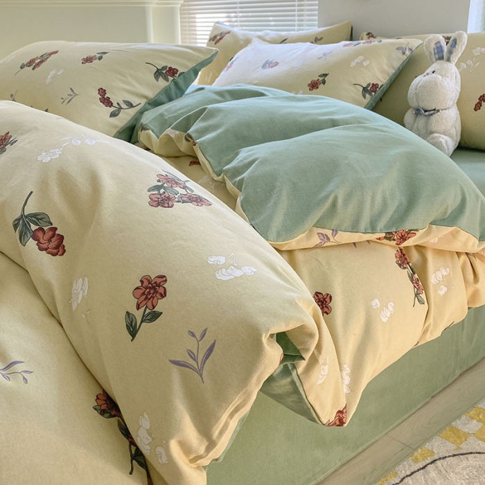 91家纺网 家纺一手货源 找家纺 雅居纺 2022新款生态磨毛四件套 复古花