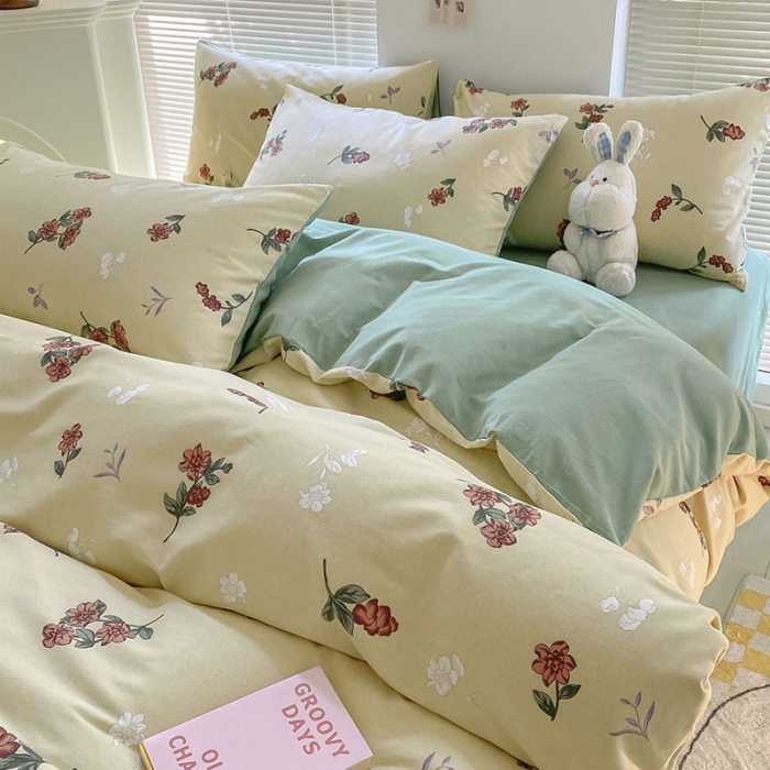 91家纺网 家纺一手货源 找家纺 雅居纺 2022新款生态磨毛四件套 复古花