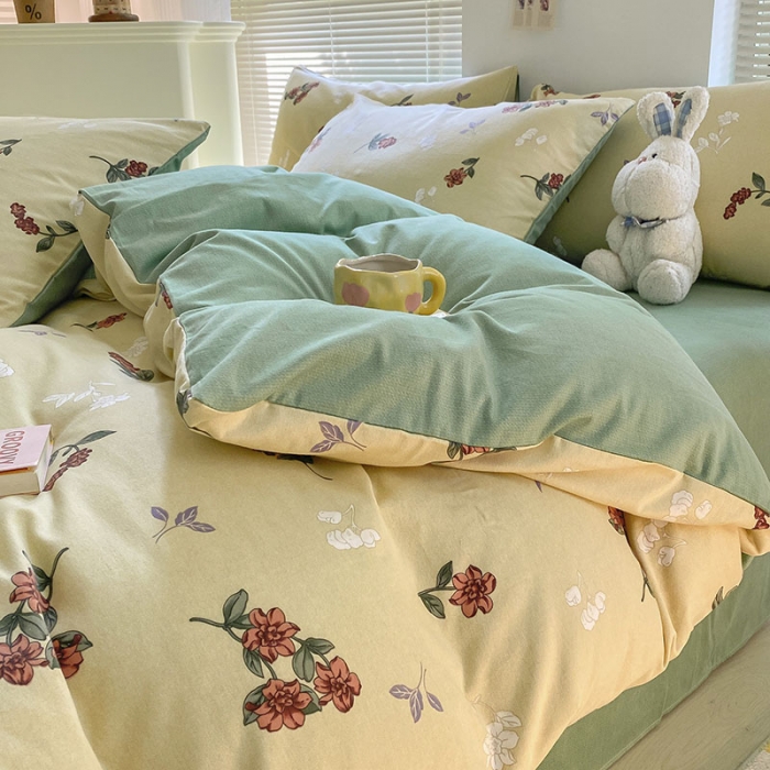 91家纺网 家纺一手货源 找家纺 雅居纺 2022新款生态磨毛四件套 复古花