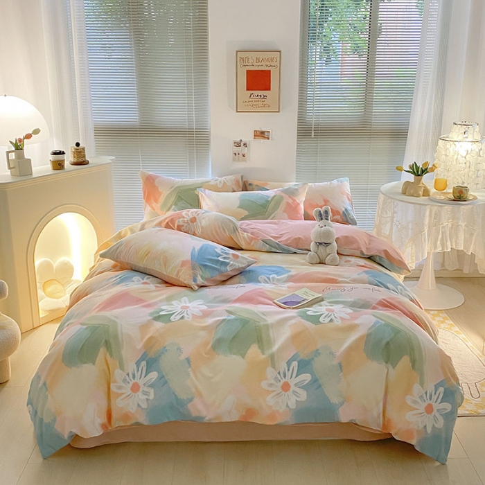 91家纺网 家纺一手货源 找家纺 雅居纺 2022新款生态磨毛四件套 花遇你