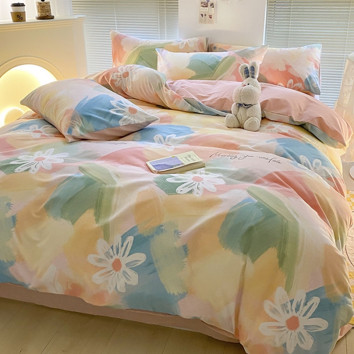 91家纺网 家纺一手货源 找家纺 雅居纺 2022新款生态磨毛四件套 花遇你