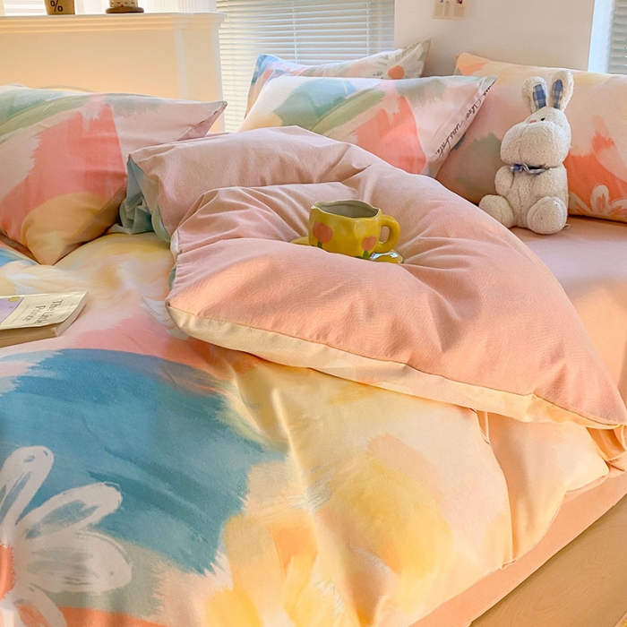 91家纺网 家纺一手货源 找家纺 雅居纺 2022新款生态磨毛四件套 花遇你