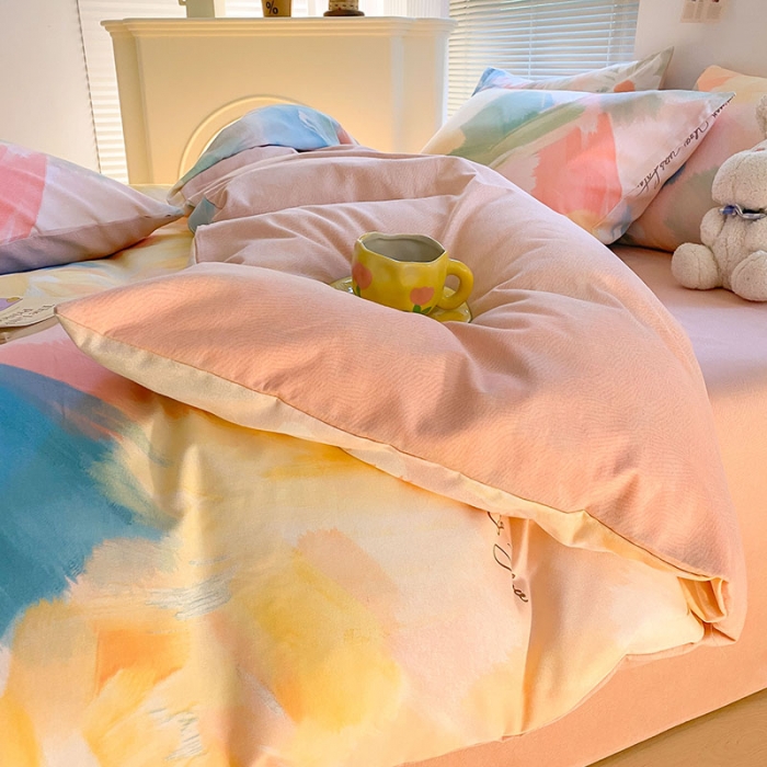 91家纺网 家纺一手货源 找家纺 雅居纺 2022新款生态磨毛四件套 花遇你