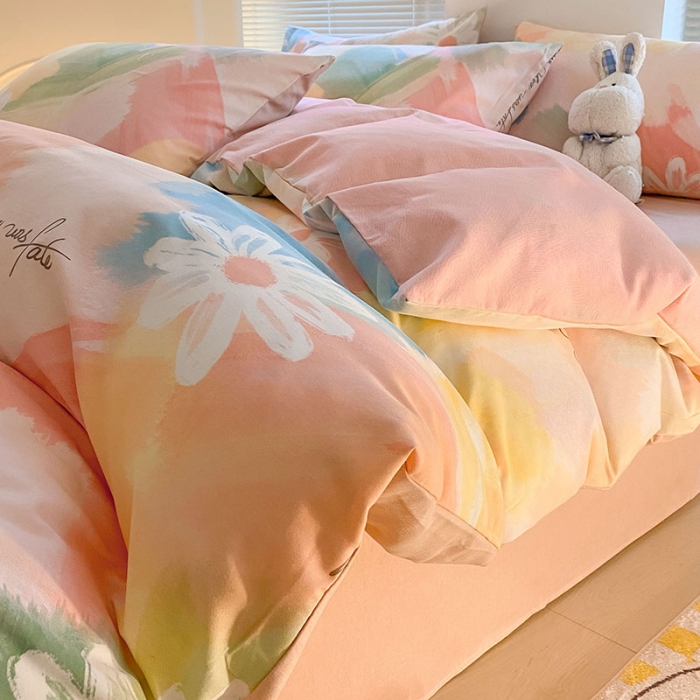 91家纺网 家纺一手货源 找家纺 雅居纺 2022新款生态磨毛四件套 花遇你