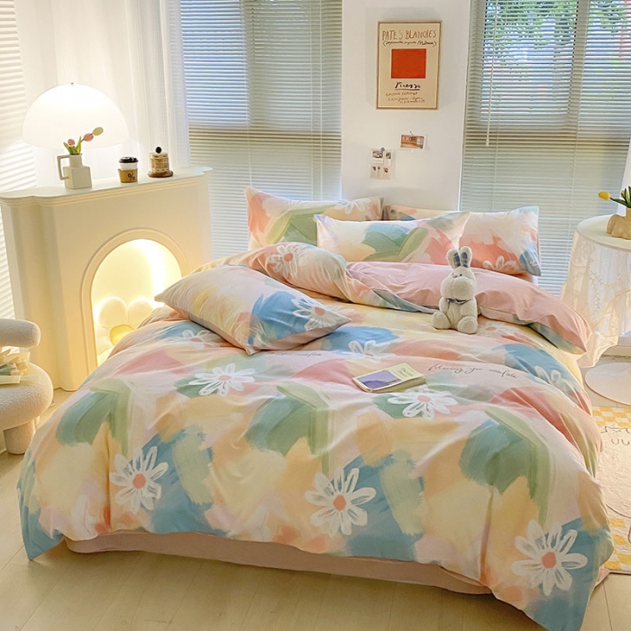 91家纺网 家纺一手货源 找家纺 雅居纺 2022新款生态磨毛四件套 花遇你