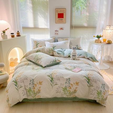雅居纺 2022新款生态磨毛四件套 六叶
