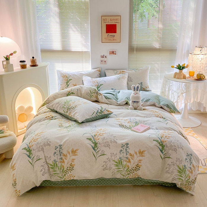 91家纺网 家纺一手货源 找家纺 雅居纺 2022新款生态磨毛四件套 六叶