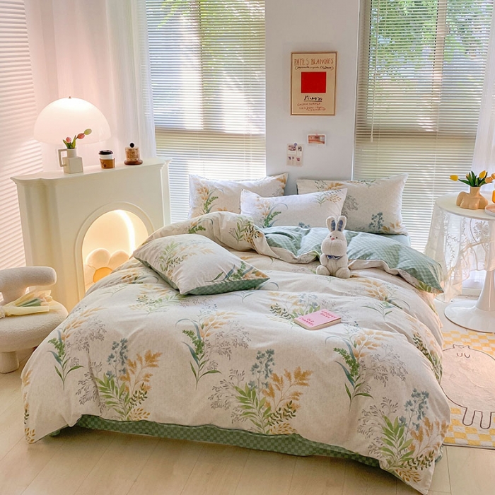 91家纺网 家纺一手货源 找家纺 雅居纺 2022新款生态磨毛四件套 六叶