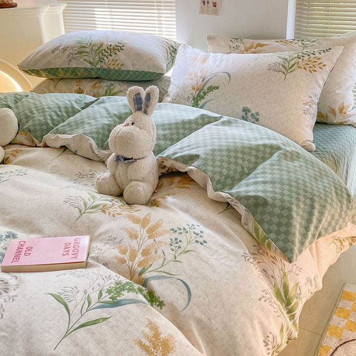 91家纺网 家纺一手货源 找家纺 雅居纺 2022新款生态磨毛四件套 六叶