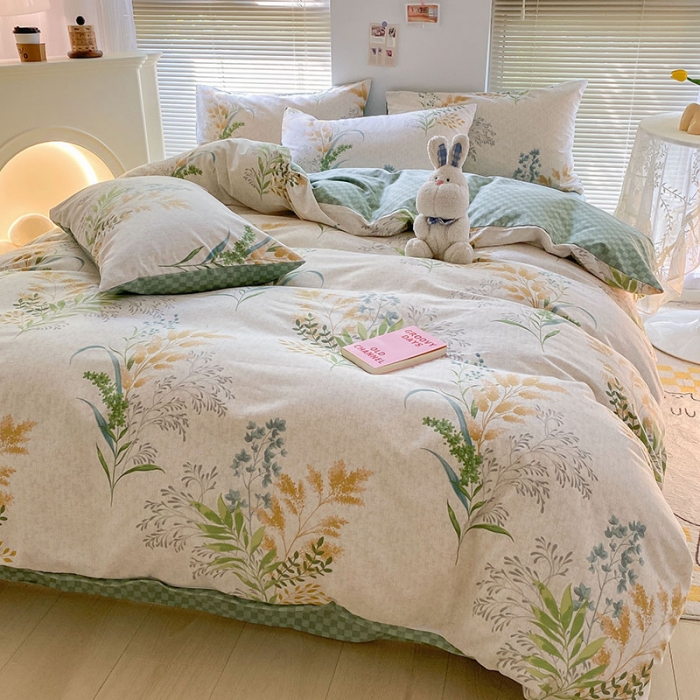 91家纺网 家纺一手货源 找家纺 雅居纺 2022新款生态磨毛四件套 六叶