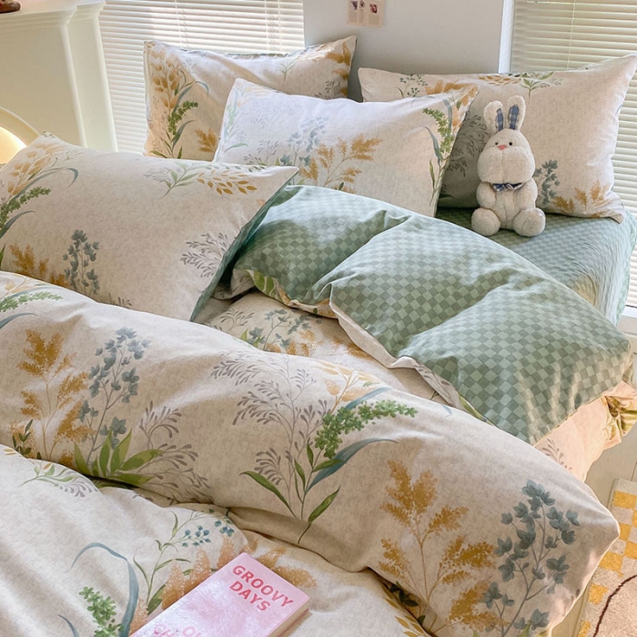 91家纺网 家纺一手货源 找家纺 雅居纺 2022新款生态磨毛四件套 六叶