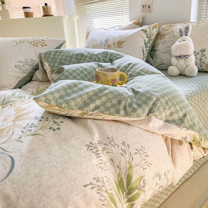 91家纺网 家纺一手货源 找家纺 雅居纺 2022新款生态磨毛四件套 六叶