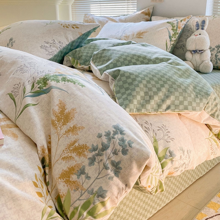 91家纺网 家纺一手货源 找家纺 雅居纺 2022新款生态磨毛四件套 六叶