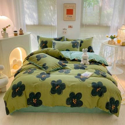 雅居纺 2022新款生态磨毛四件套 小雅绿