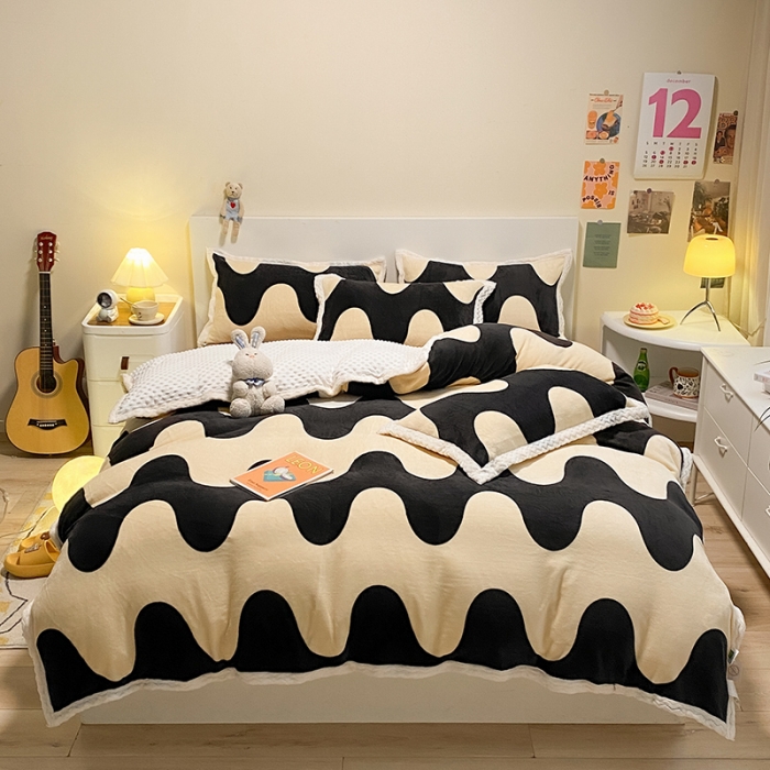 91家纺网 家纺一手货源 找家纺 （总）澳梵 2022新款牛奶绒豆豆绒四件套