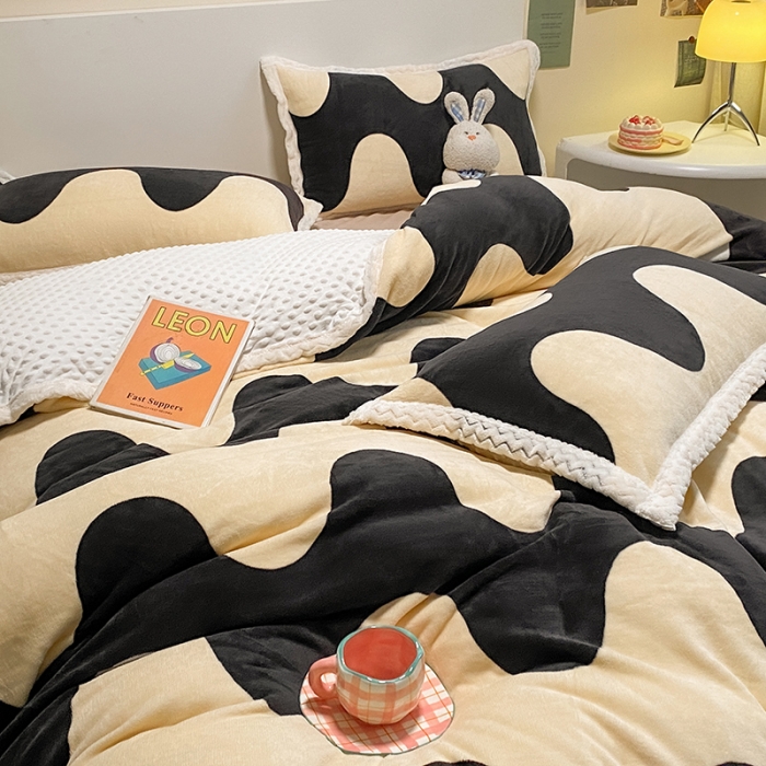 91家纺网 家纺一手货源 找家纺 （总）澳梵 2022新款牛奶绒豆豆绒四件套