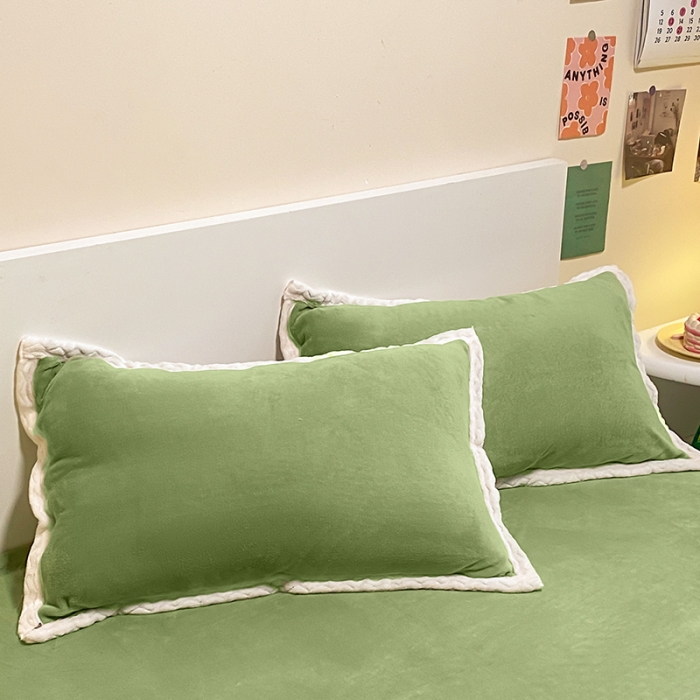 91家纺网 家纺一手货源 找家纺 澳梵 2022新款牛奶绒豆豆绒四件套 氧气-草绿