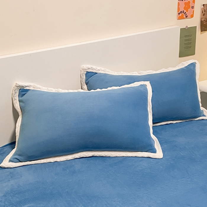 91家纺网 家纺一手货源 找家纺 澳梵 2022新款牛奶绒豆豆绒四件套 氧气-绅士蓝