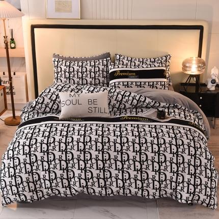 91家纺网 家纺一手货源 找家纺 （总）秋艳家纺 2023新款直播双面牛奶绒印花款四件套