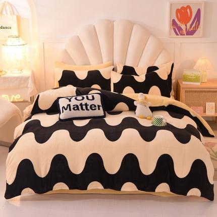 91家纺网 家纺一手货源 找家纺 （总）秋艳家纺 2023新款直播双面牛奶绒印花款四件套