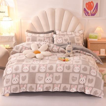 91家纺网 家纺一手货源 找家纺 （总）秋艳家纺 2023新款直播双面牛奶绒印花款四件套