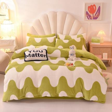 91家纺网 家纺一手货源 找家纺 （总）秋艳家纺 2023新款直播双面牛奶绒印花款四件套