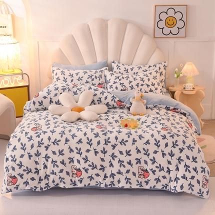 91家纺网 家纺一手货源 找家纺 （总）秋艳家纺 2023新款直播双面牛奶绒印花款四件套