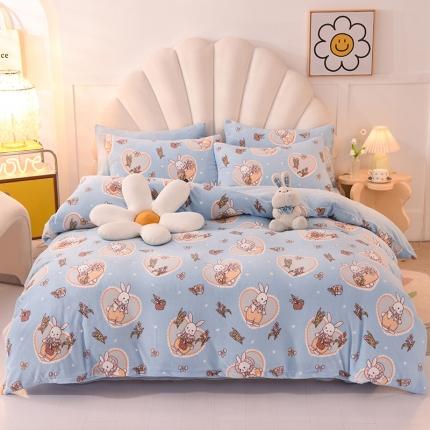 91家纺网 家纺一手货源 找家纺 （总）秋艳家纺 2023新款直播双面牛奶绒印花款四件套