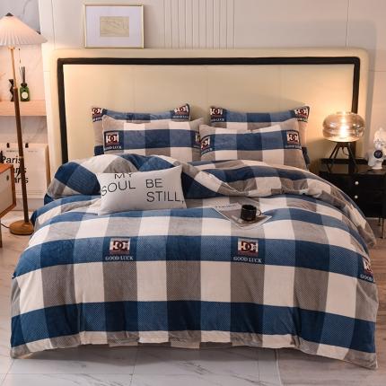 91家纺网 家纺一手货源 找家纺 （总）秋艳家纺 2023新款直播双面牛奶绒印花款四件套