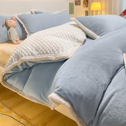 91家纺网 家纺一手货源 找家纺 澳梵 2022新款牛奶绒豆豆绒四件套 氧气-灰色