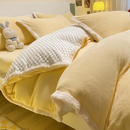 澳梵 2022新款牛奶绒豆豆绒四件套 氧气-黄色