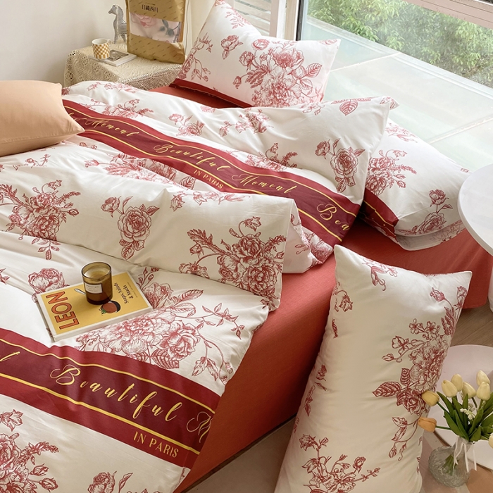 91家纺网 家纺一手货源 找家纺 安莱生活 2022新款60支纯棉三四件套秋冬家用 古韵国潮红